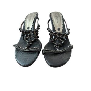 Prince Black Embellished Sandals